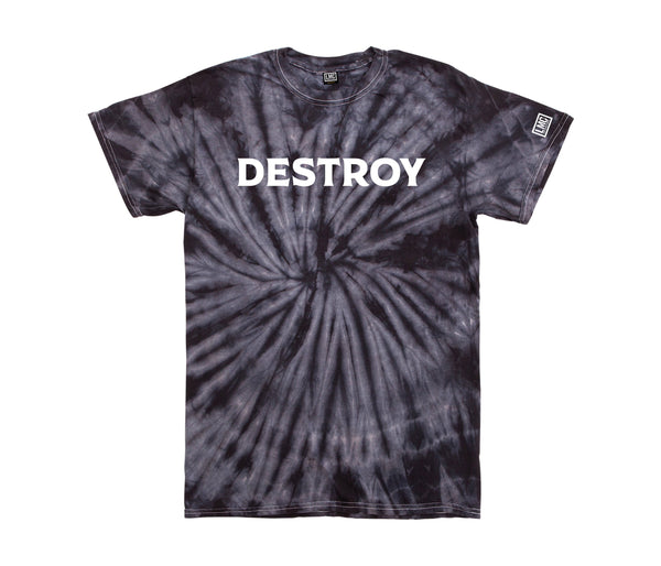 color: tie dye black spider ~ alt: black hand tee