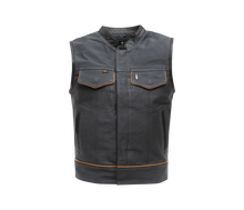 color: Denim ~ alt: LMC x Espinoza's Leather Selvedge Denim Vest