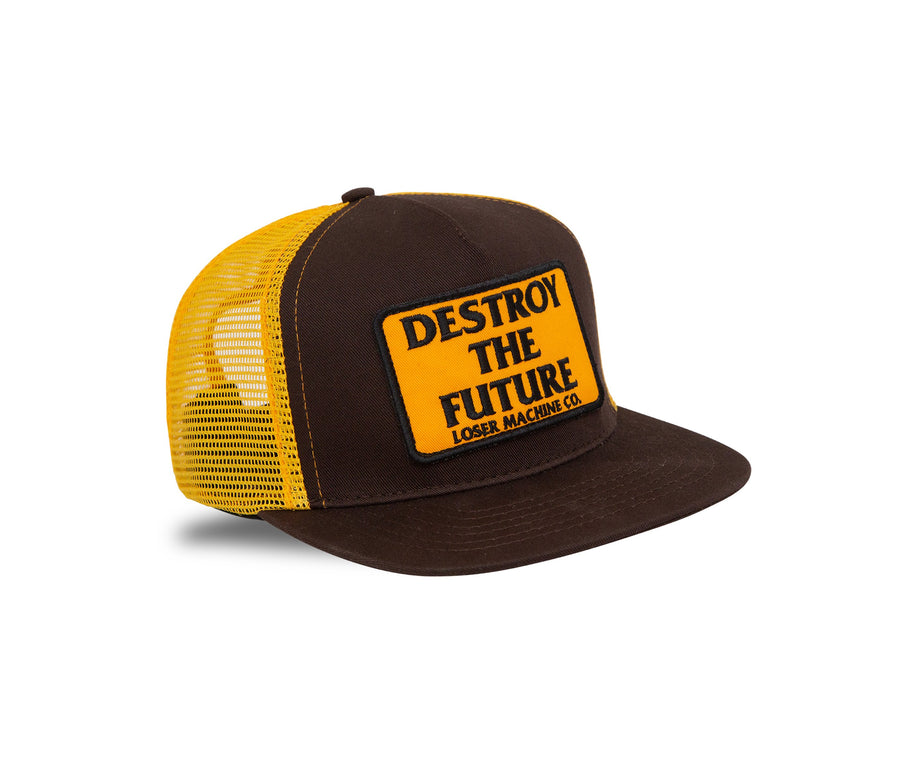 color: brown/gold ~ alt: Destroy trucker hat