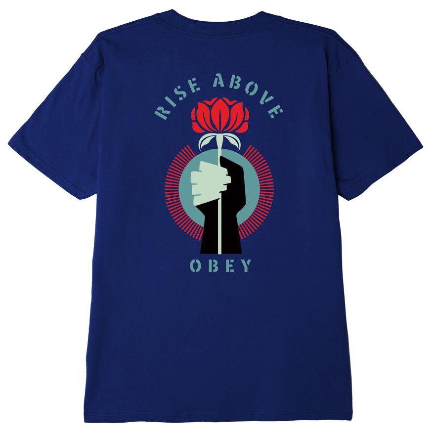 Rise Above Flower Fist Classic T-Shirt Navy