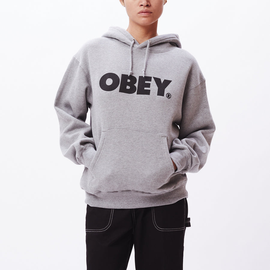 Obey Bold Box Fit Pullover Hood Grey Heather 