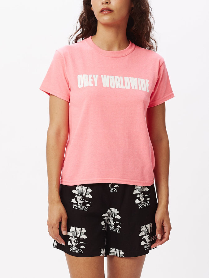 Worldwide Bold Shrunken T-Shirt Safety Pink