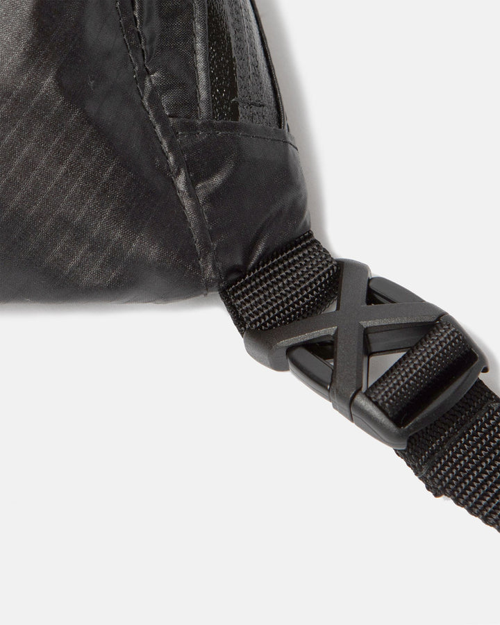 color: black ~ alt: GBY Ultralight - GBY Ultralight - Lightweight Sling Bag Shoulder Cross-Body Top Open View Buckle Detail ~ info: Buckle detail